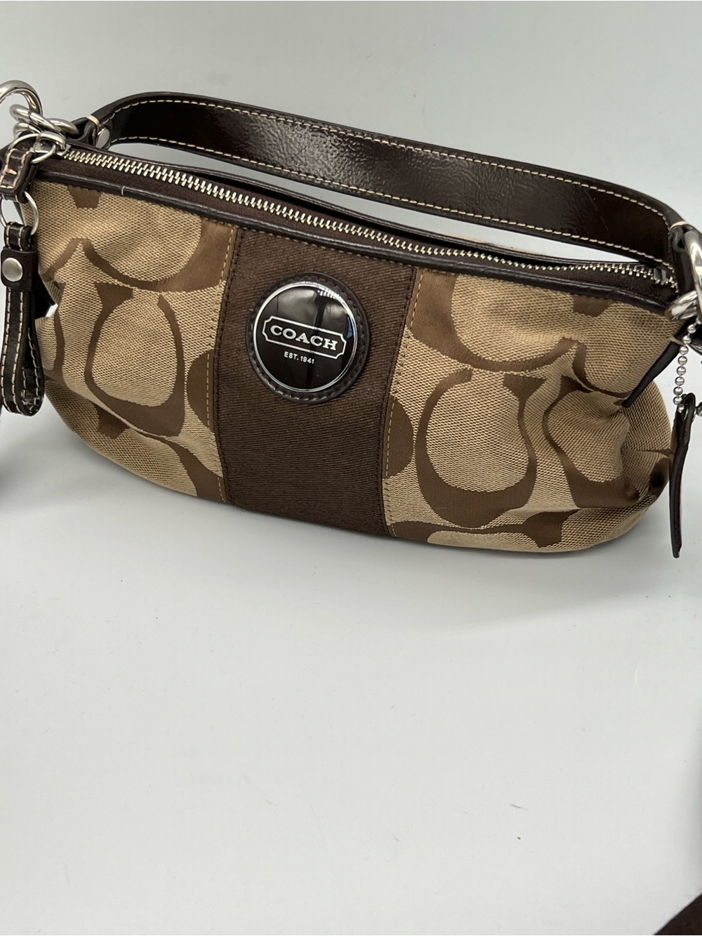 Vintage COACH Brown Signature Canvas Shoulder Bag